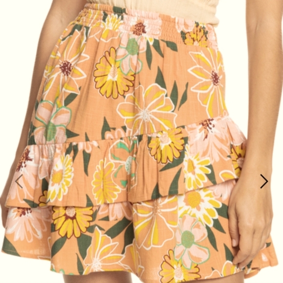 Roxy Cosmic Glow Again Skirt| BOHO Floral| Color Toasted Nut Bloom Boogie| NWT|L - Picture 8 of 11